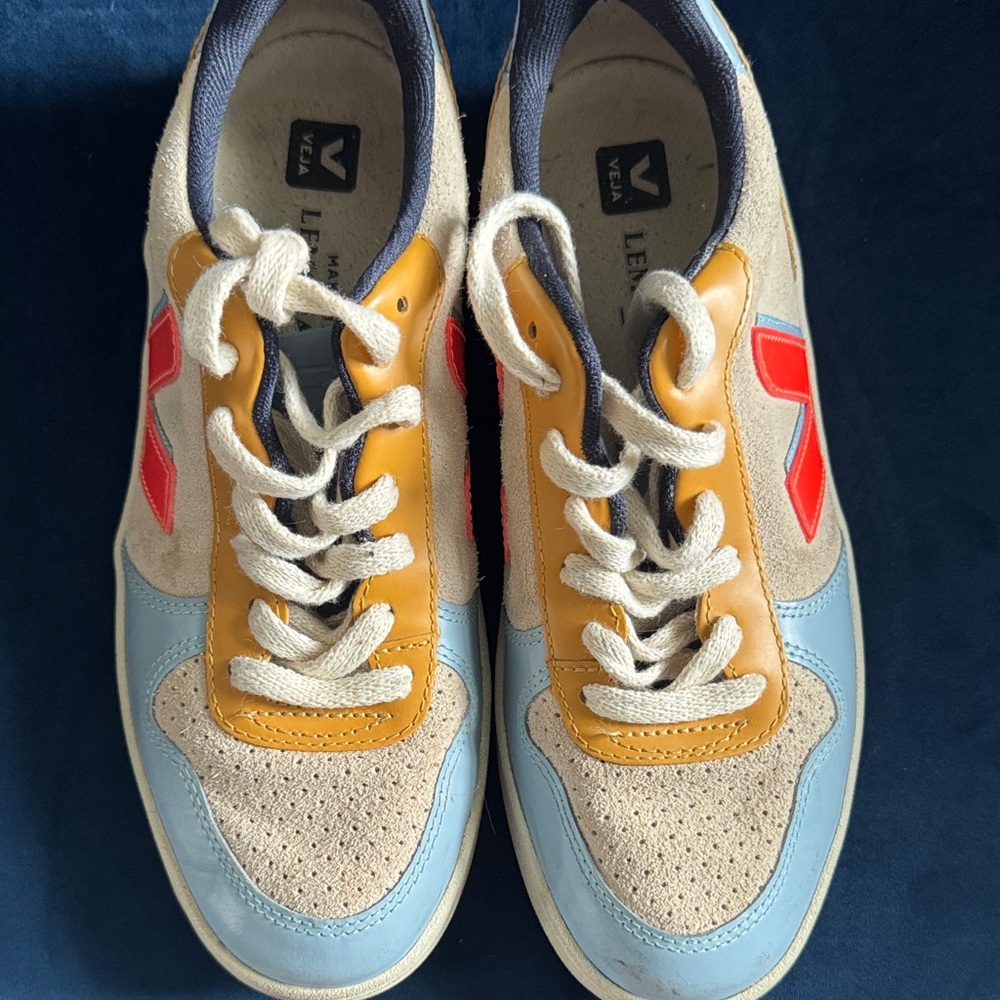 Veja Kids' Sneakers with Red, Blue, and Tan Accents